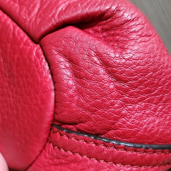 Lauren Ralph Lauren Red Pebbled Leather Bag - Picture 11 of 17